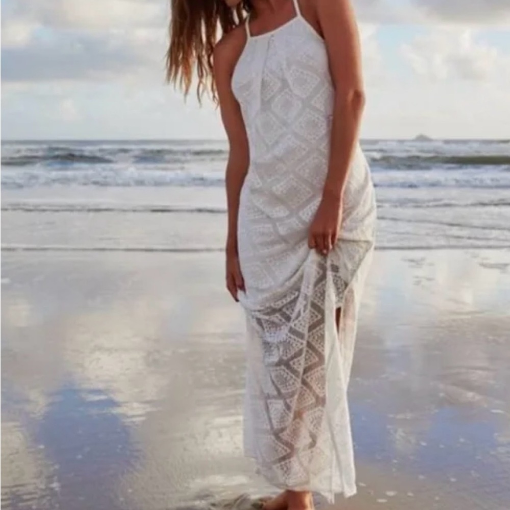 Roxy Gypsea White Crochet Maxi Dress